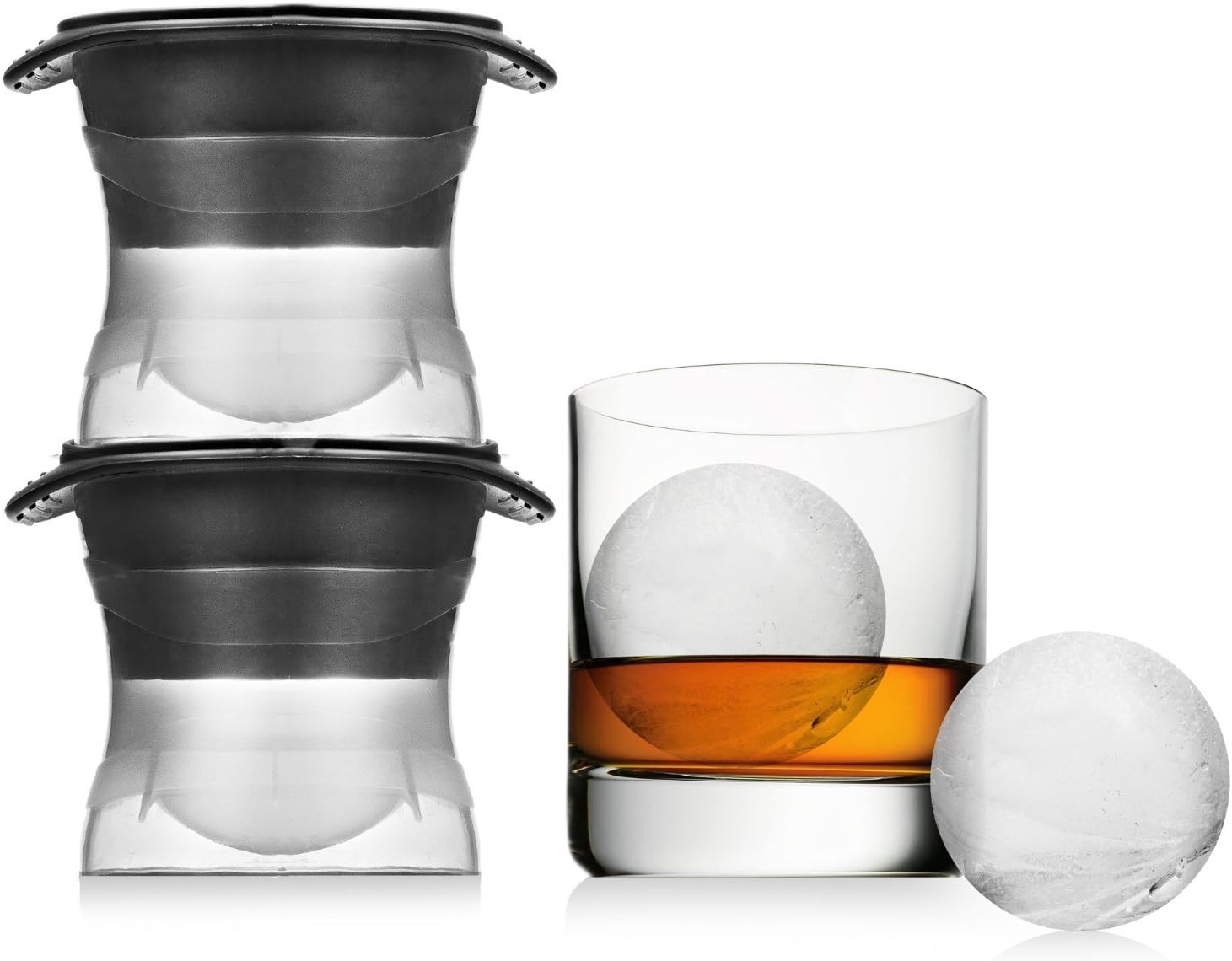Funky Kitchen XXXL Ice Sphere Tray - 6 cm Diameter - Set of 2 - for large and round Ice Cubes