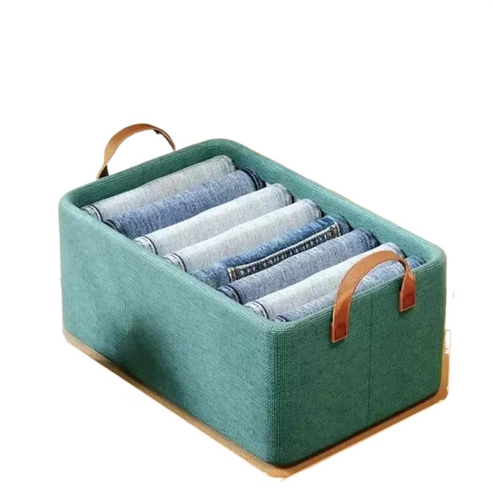 SNGUOQ 10Pcs Fabric Storage Basket Drawer Type Box Underwear Organizer Wardrobe Clothes Foldable Organizers Clothing For Clothing Storage,Organization(Green)