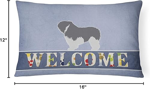 Miniatura 4 de Caroline's Treasures BB5536PW1216 - Almohada decorativa de tela de lona de bienvenida para perro pastor de tierras bajas, lavable a máquina,
