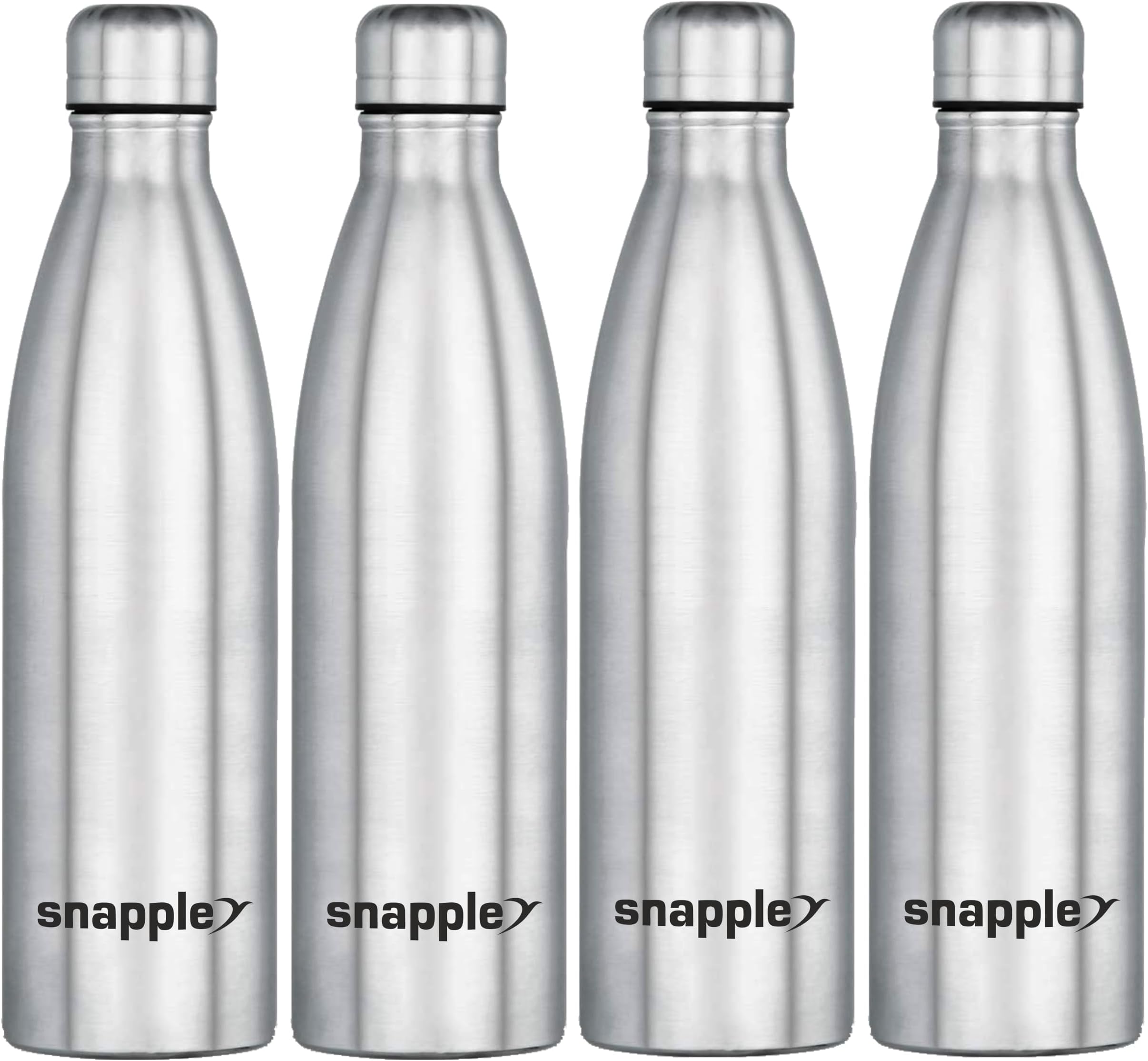 HYDRO+ Single Wall Stainless Steel Water Bottle for Fridge | Gym | Home | Office | 1000 ml Water Bottle (Pack of 4, Silver, Steel)