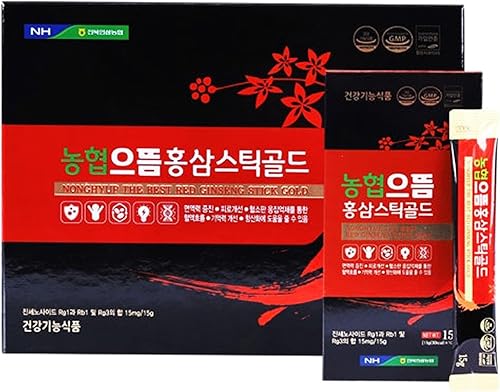 Hong Sam Stick - Extracto de ginseng rojo dorado  Ginseng coreano de 6 años, prácticos palitos de una sola porción, perfecto para uso familiar y