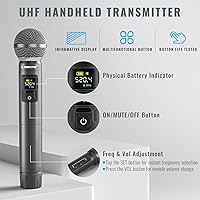 Vista 3 de Phenyx Pro Sistema de micrófono inalámbrico, juego de micrófono inalámbrico de metal con funda, micrófonos dinámicos inalámbricos de mano