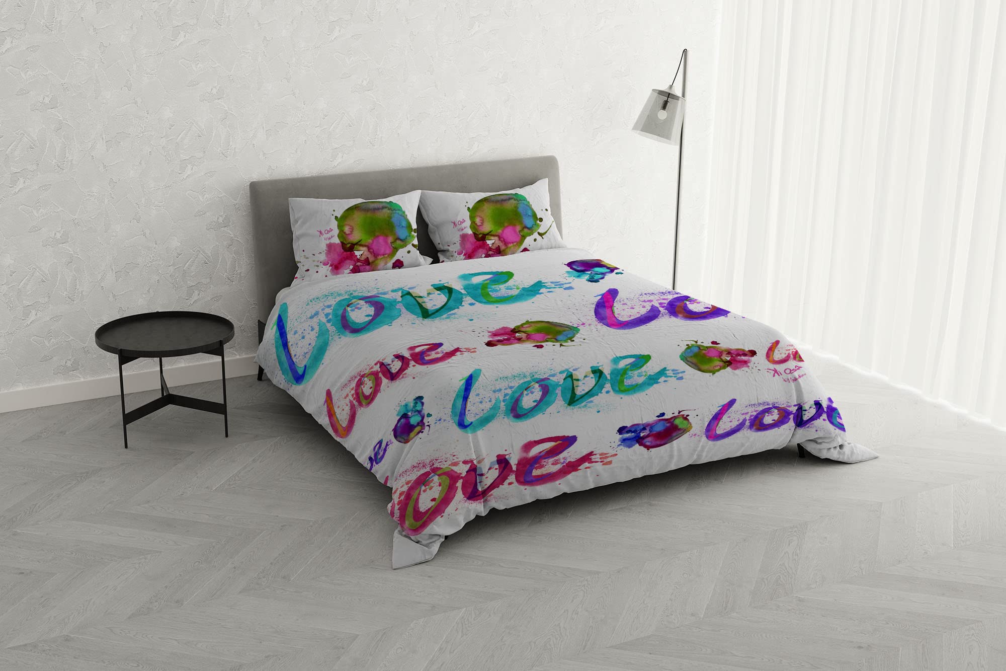 Italian Bed Linen KI-OSA KIO-614 Digital Print Duvet Cover Set, 100% Soft Cotton, Made in Italy, Double, KIO-614