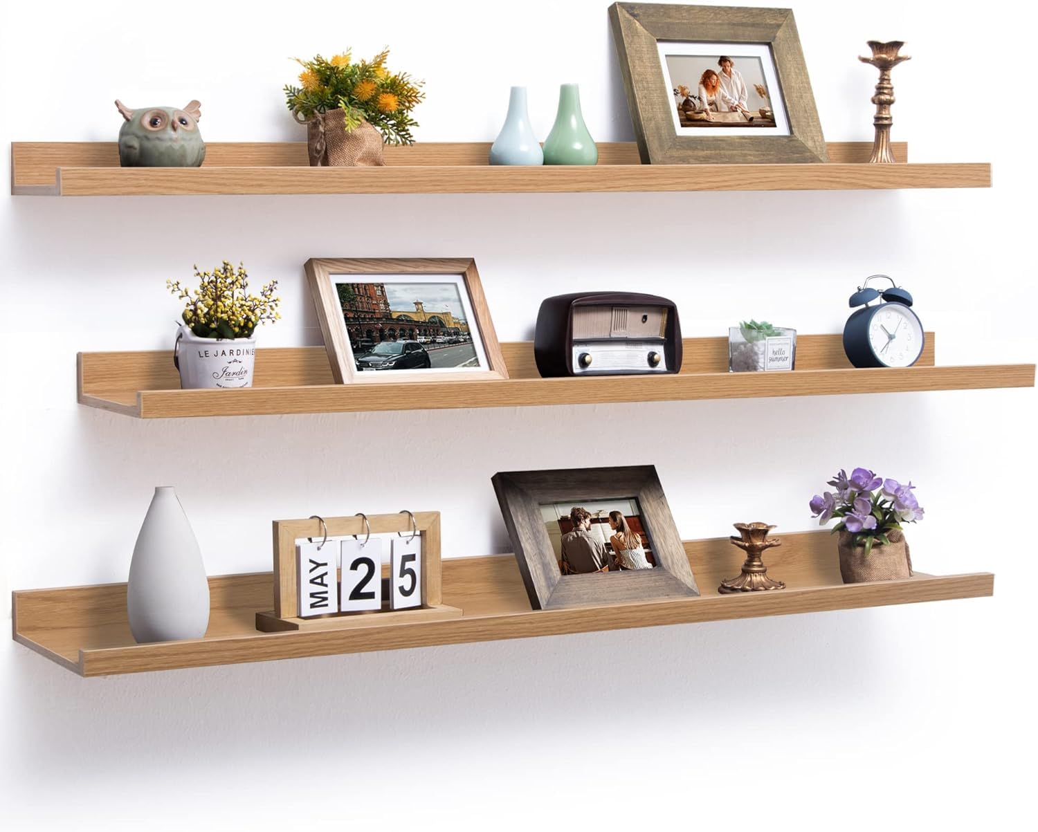 Streem Sheesham Wood Floating Shelves, Wall Shelves Set of 3, Picture Shelf Photo Ledge Shelves for Bathroom Kitchen and Bedroom,Livingroom & Office (47 inch, Natural) discount deal