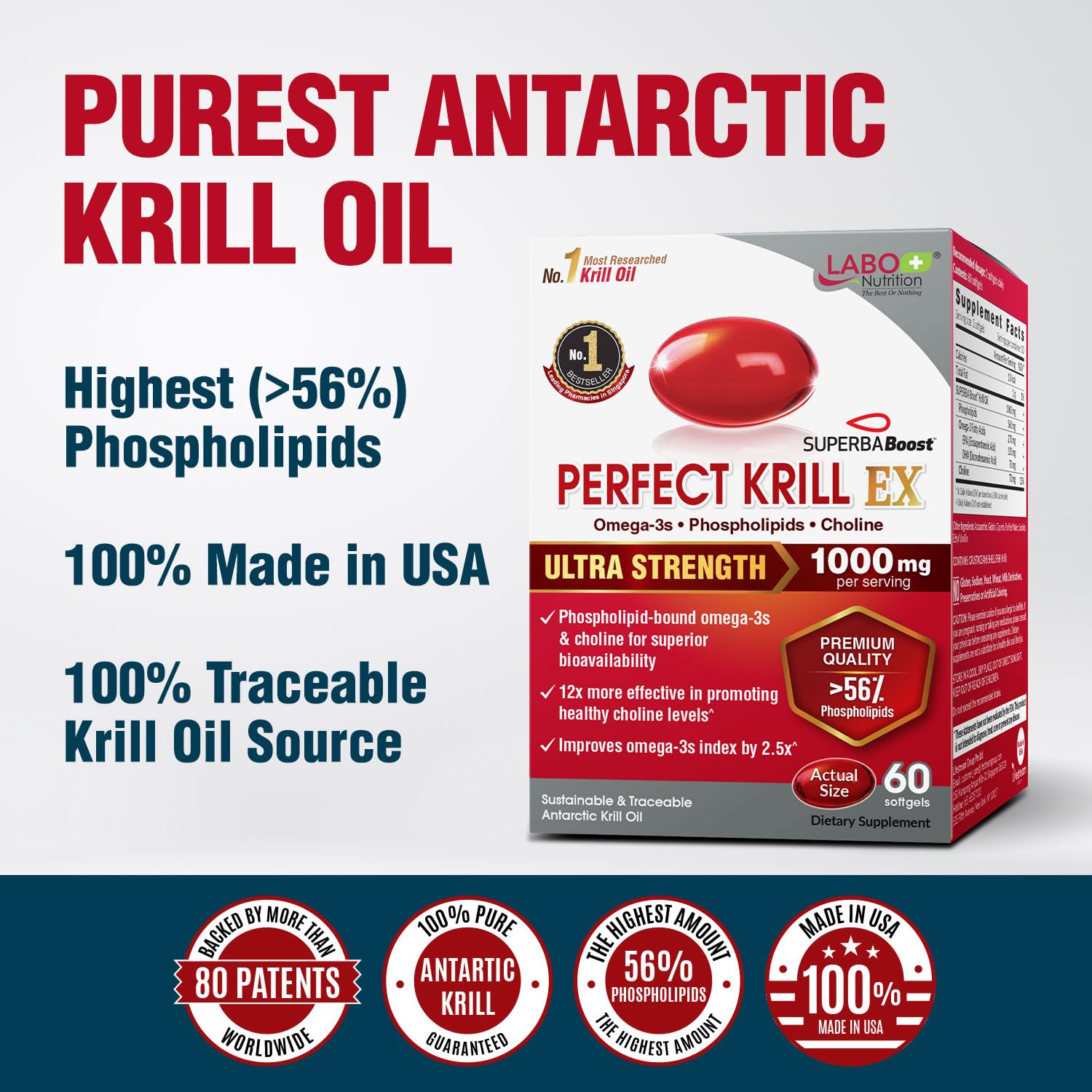 Amazon.com: LABO Nutrition Perfect Krill EX, 1000mg Antarctic