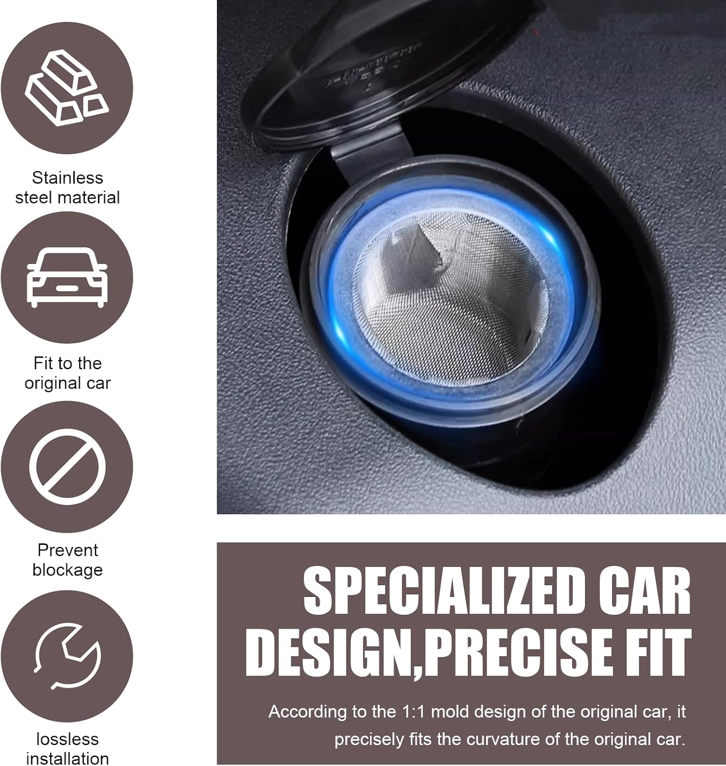 Windshield Washer Fluid Reservoir Inlet Filter, Stainless Steel Automotive Windshield Washer Fluid Inlet Screen, Compatible with Model 3/Y (Silver)