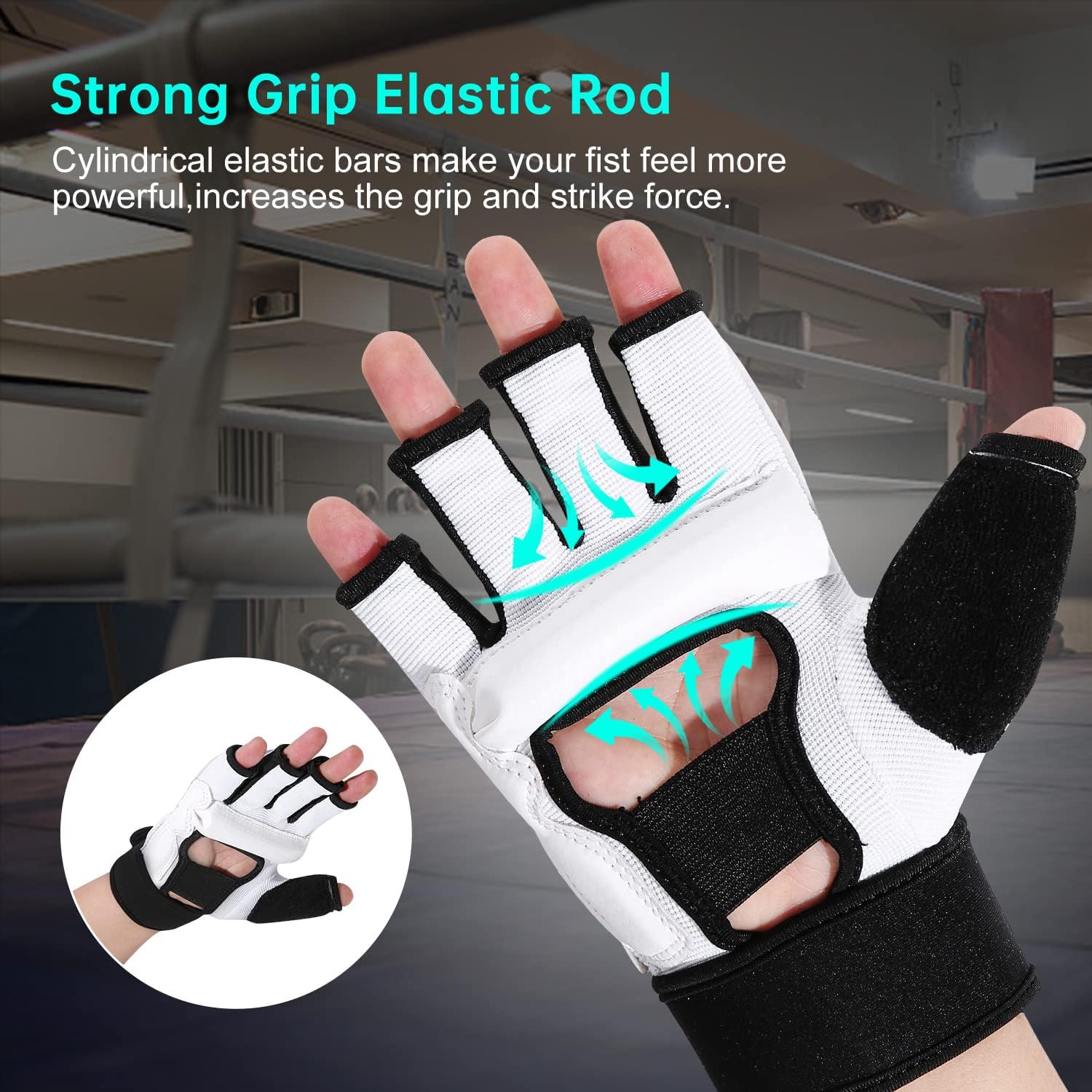 Kickboxing Sparring Gloves TKD Gloves for Men Women Half Finger Boxing Gloves Fighting Gloves Boxing Gloves for Punching Bag Training Gloves for Men Women Black