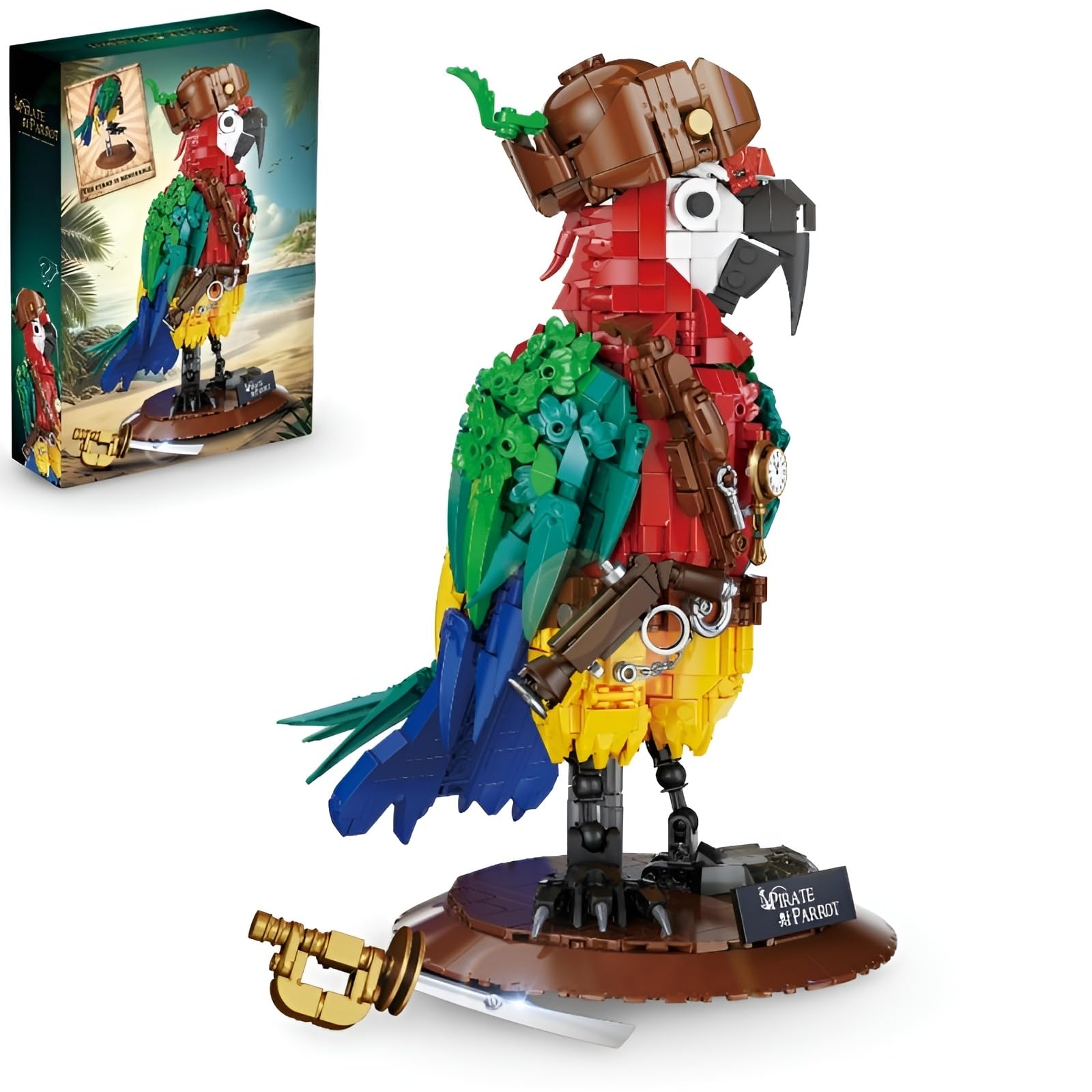 Pirate Parrot Flowers Building Set, 1236 PCS Parrot Creative Bird Building Model, STEM Animal Bird Bricks Toy Home Office Decor, Gifts for Adults, Compatible with L***