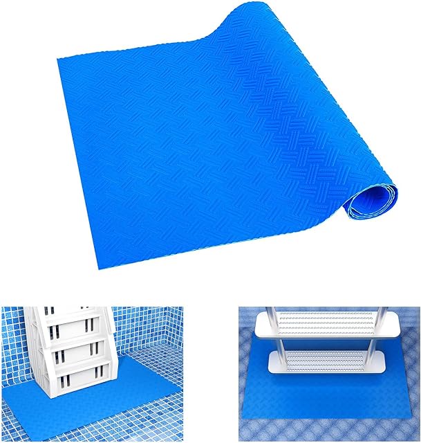 DECOHS 16"x36" Pool Ladder Mat-Large Swimming Pool Step Mat with Non-Slip Texture-Protective Ladder Pad for Above Ground Pools Liner and Stairs (Stripe)