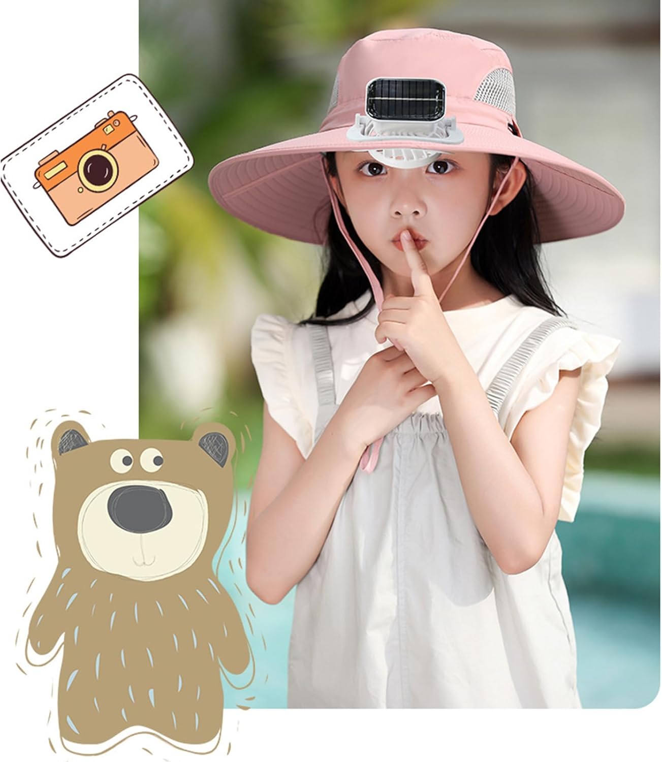 Cooling Fan Hat for Kids 3-12Years Quick Drying Solar Powered Fan Caps Sun Protective Hat Children Solar Fan Fishing Hat