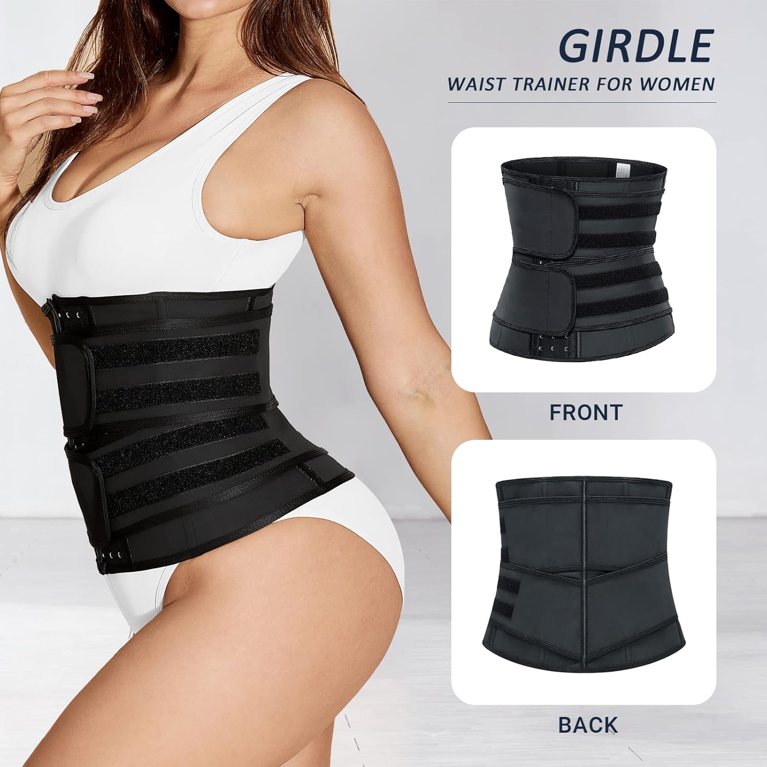 Miniatura 7 de Chaierfei Entrenador de cintura para mujer corsé de cintura faja de sudor con control de abdomen para entrenamiento deporte pérdida de peso