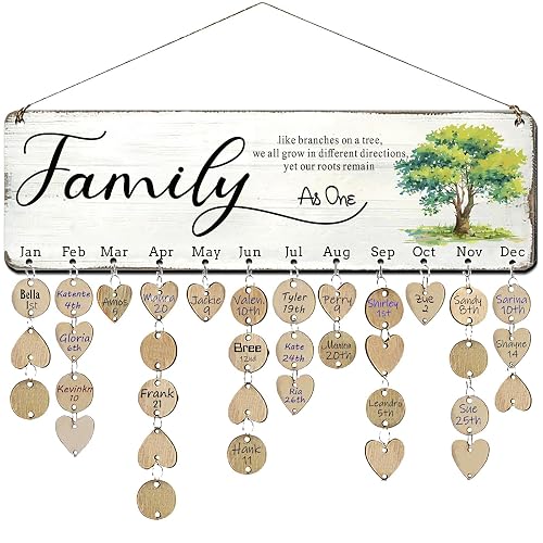 Birthday Gifts for Mom Grandma, Wooden Family Birthday Plaque Reminder