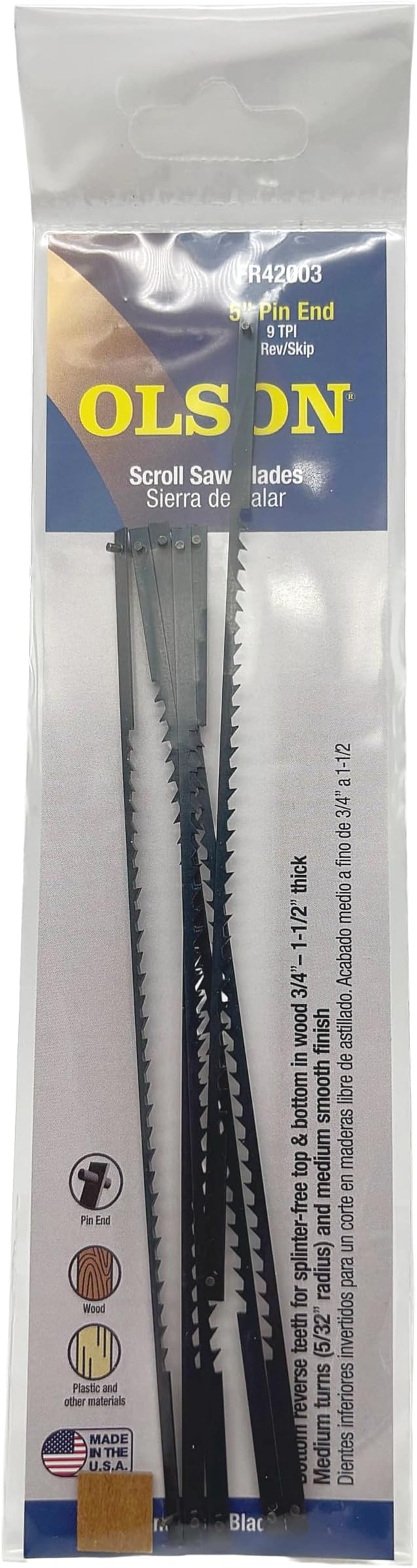 Olson Saw FR42003 Reverse Tooth Pin End Blade