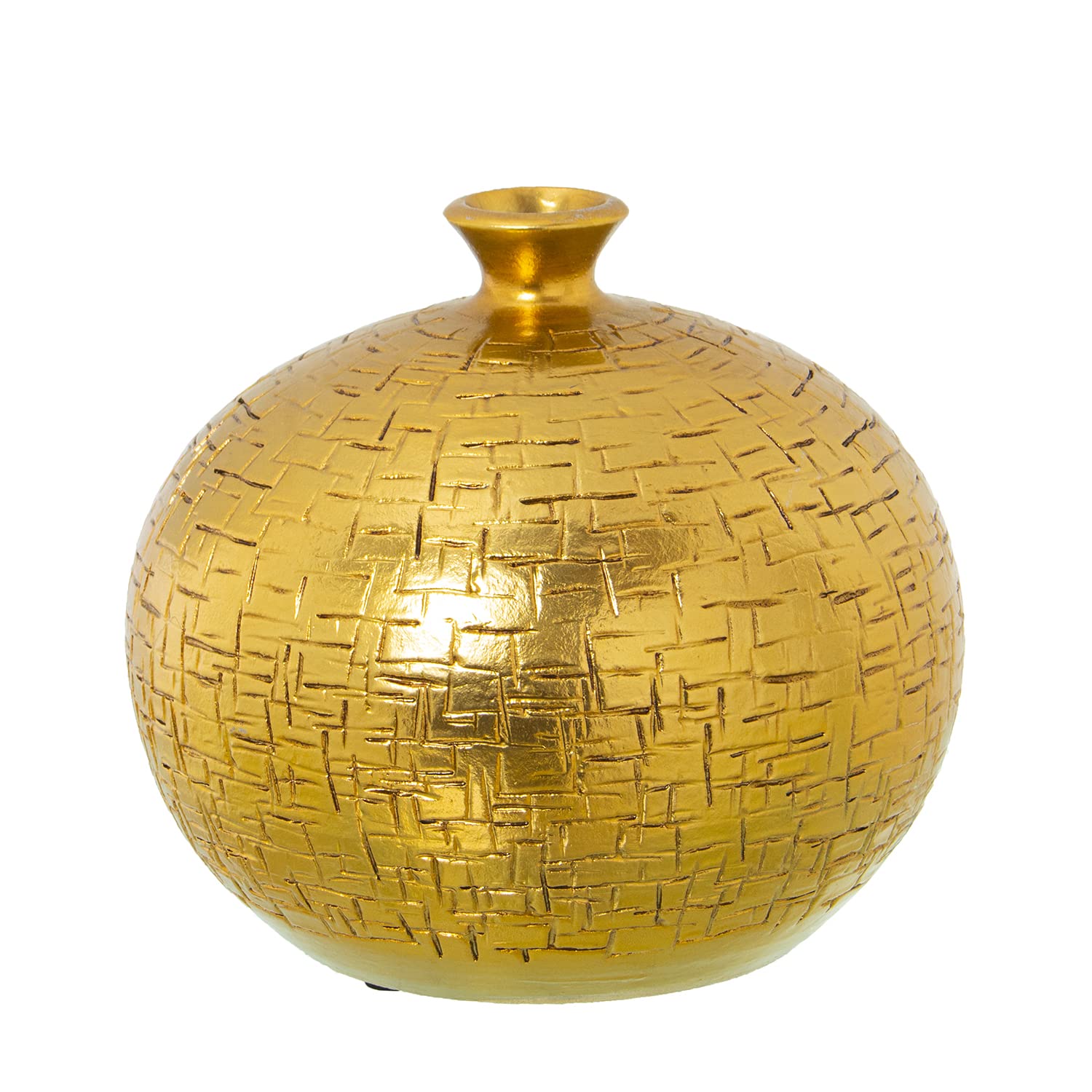 Vase céramique doré 20x19cm parfait pour sublimer vos bouquets de salon sur table basse
