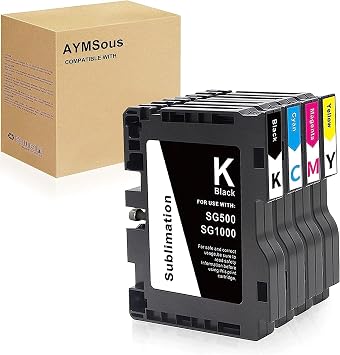 3.09 SG500 SG1000 Sublimation Ink Cartridge Latest Upgraded Chip Compatible for Virtuoso SG500 SG1000 Printer1 Black, 1 Cyan, 1 Magenta, 1 Yellow