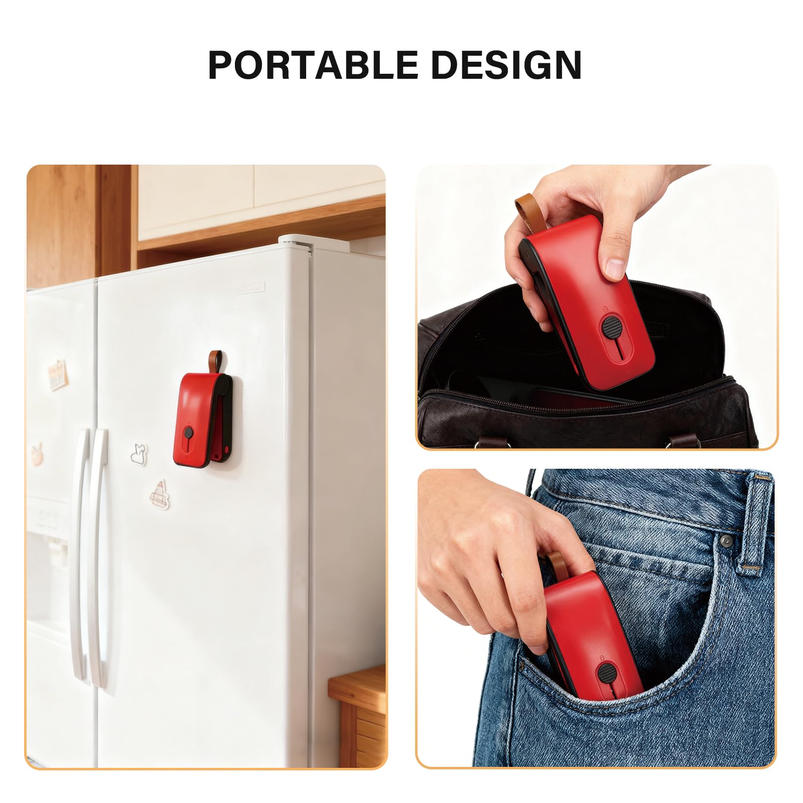 Mini sigillante per sacchetti, ricaricabile tramite USB, sigillatore a caldo, 2 in 1, con taglierina, per sacchetti di plastica, snack e alimenti (rosso)