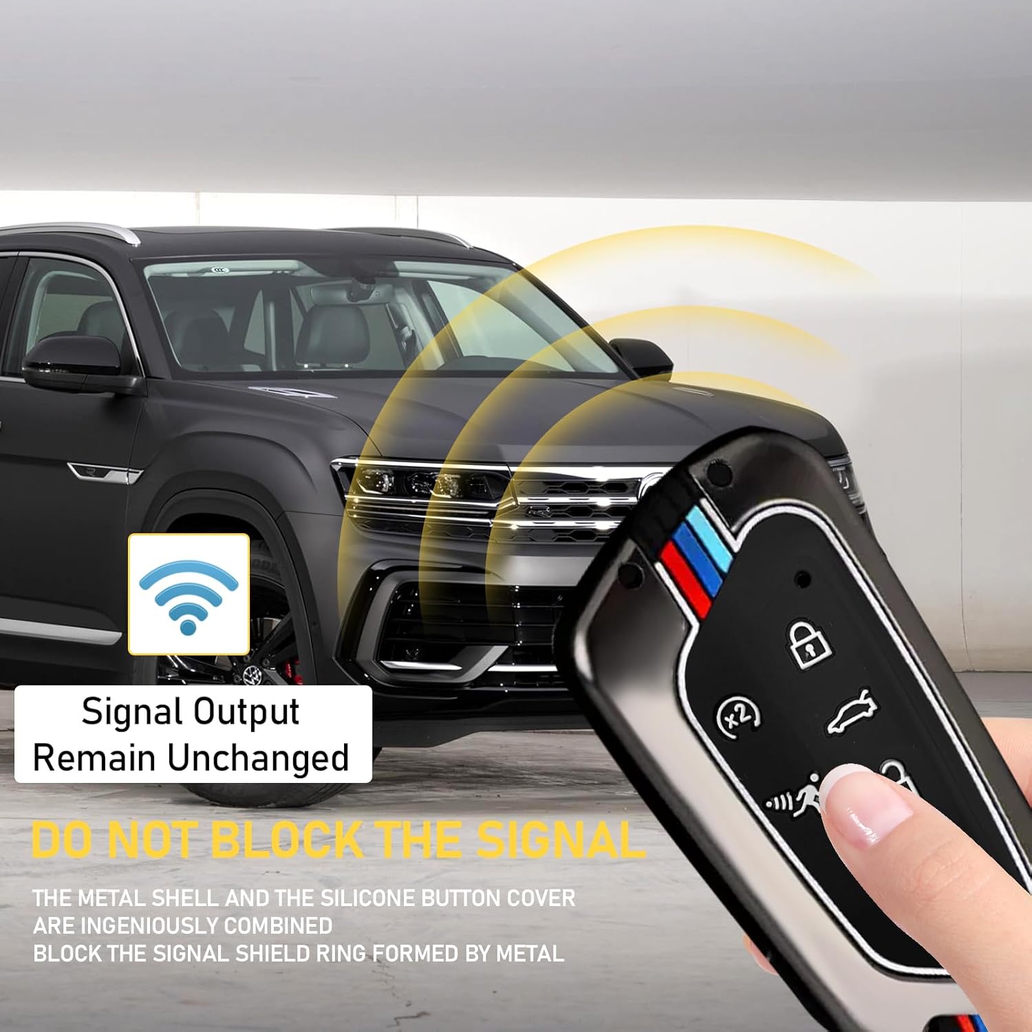 Compatible with Volkswagen Key Fob Cover Atlas Tiguan ID.4 Atlas Cross Sport,2025-2026 Tiguan 2024-2026 Atlas Cross Sport/Atlas Key Fob Case,Metal Shell & Soft Silicone Protection