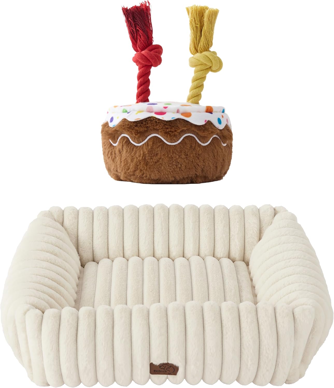 Bedsure Cute Dog Bed witth LE Sure Dog Birthday Cake Toy