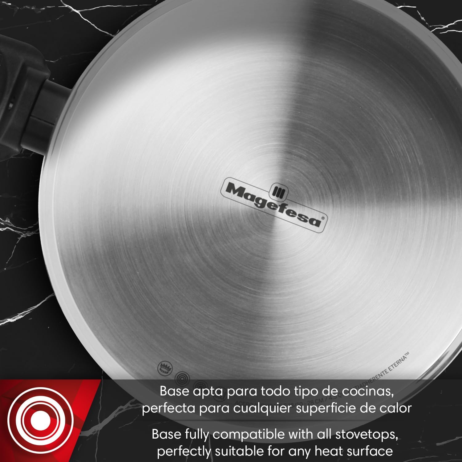 Magefesa Onix 20cm 18/10 Stainless Steel Triple Layer Non-Stick Saucepan for All Hob Types Modern Design Mirror Polished Exterior Induction