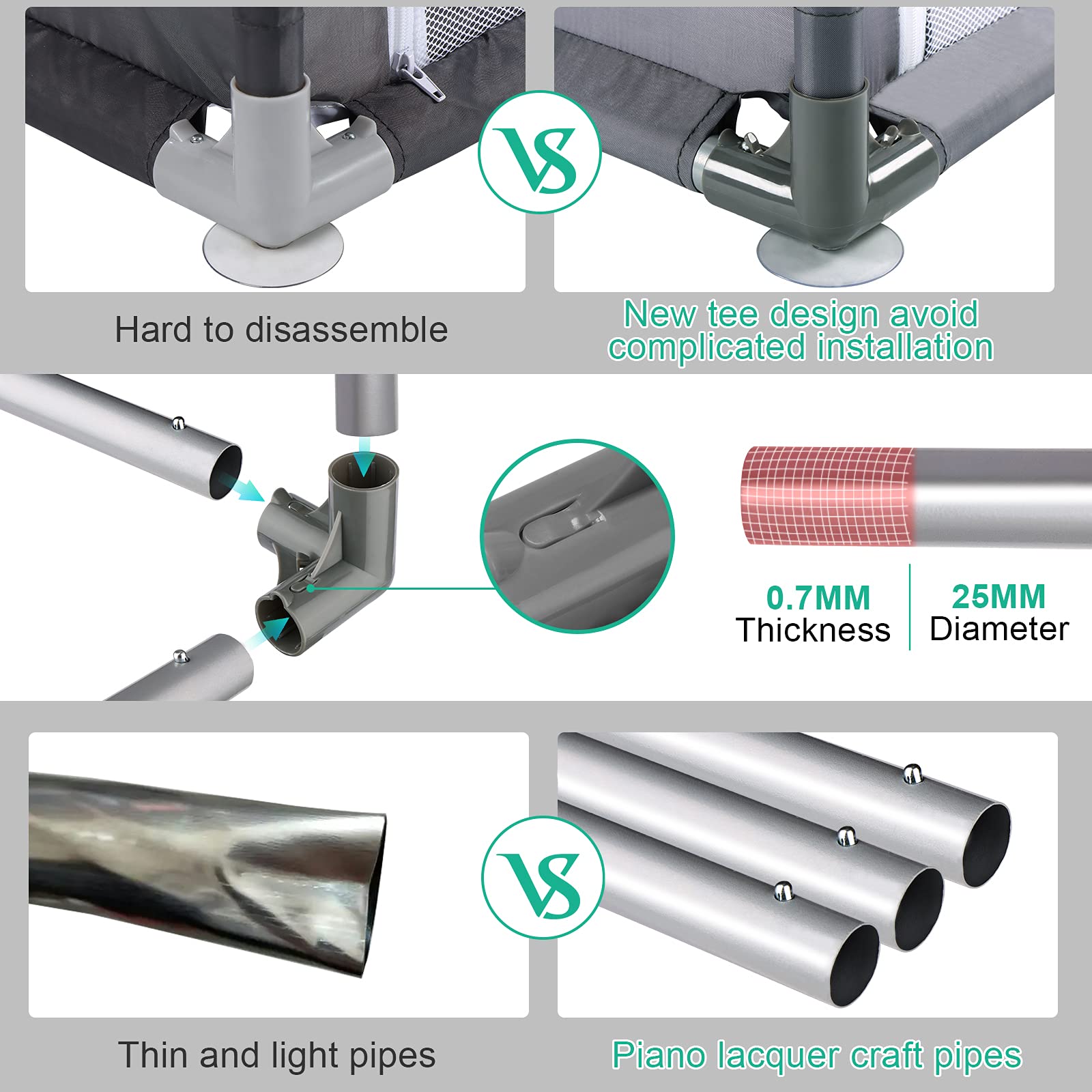 EIH Baby Playpen, Extra Large Playpen for Toddlers with Crawling Mat & 50PCS Ocean Balls, Portable Playpen for Babies, Indoor & Outdoor Kids Activity Play Yard with Gate, 79in x 59in (Dark Grey)