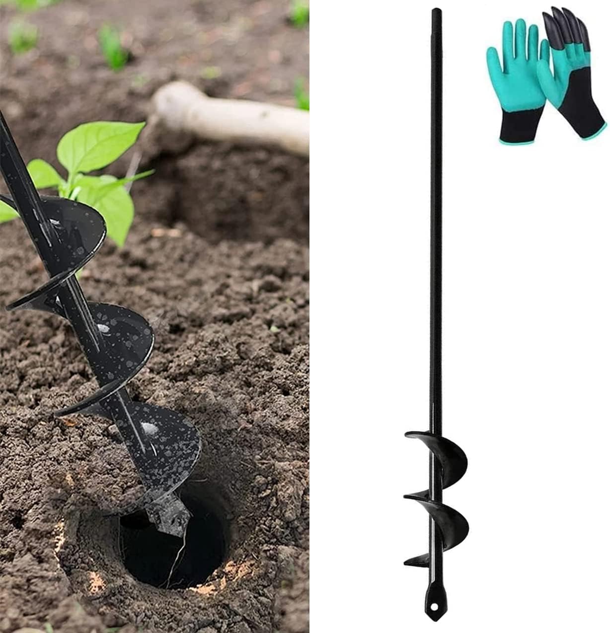 HuiChuang Technology 9'' Garden Auger Spiral Drill Bit, HandHeld Bulb