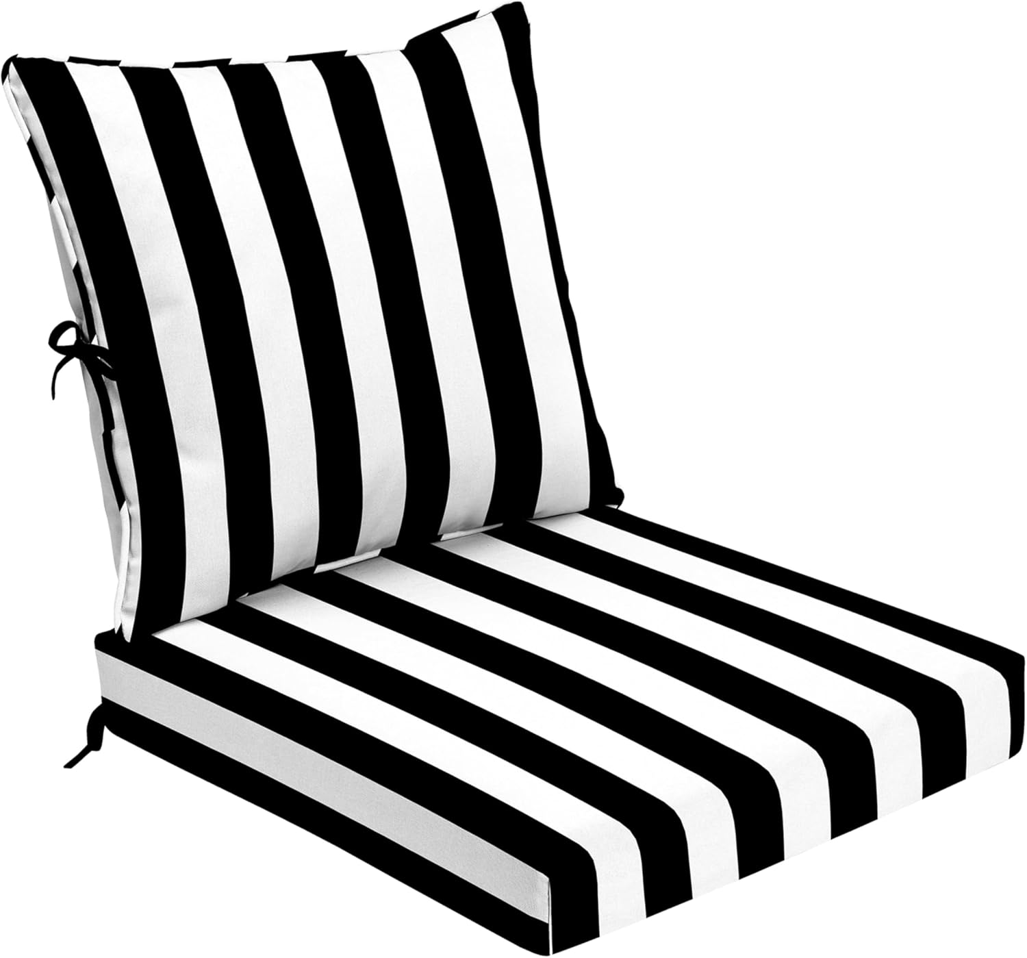 Arden Foam Outdoor Deep Seat Cushion Set, 24 x 24, Made with ProFoam, Rain-Proof, Fade Resistant, Black Cabana Stripe