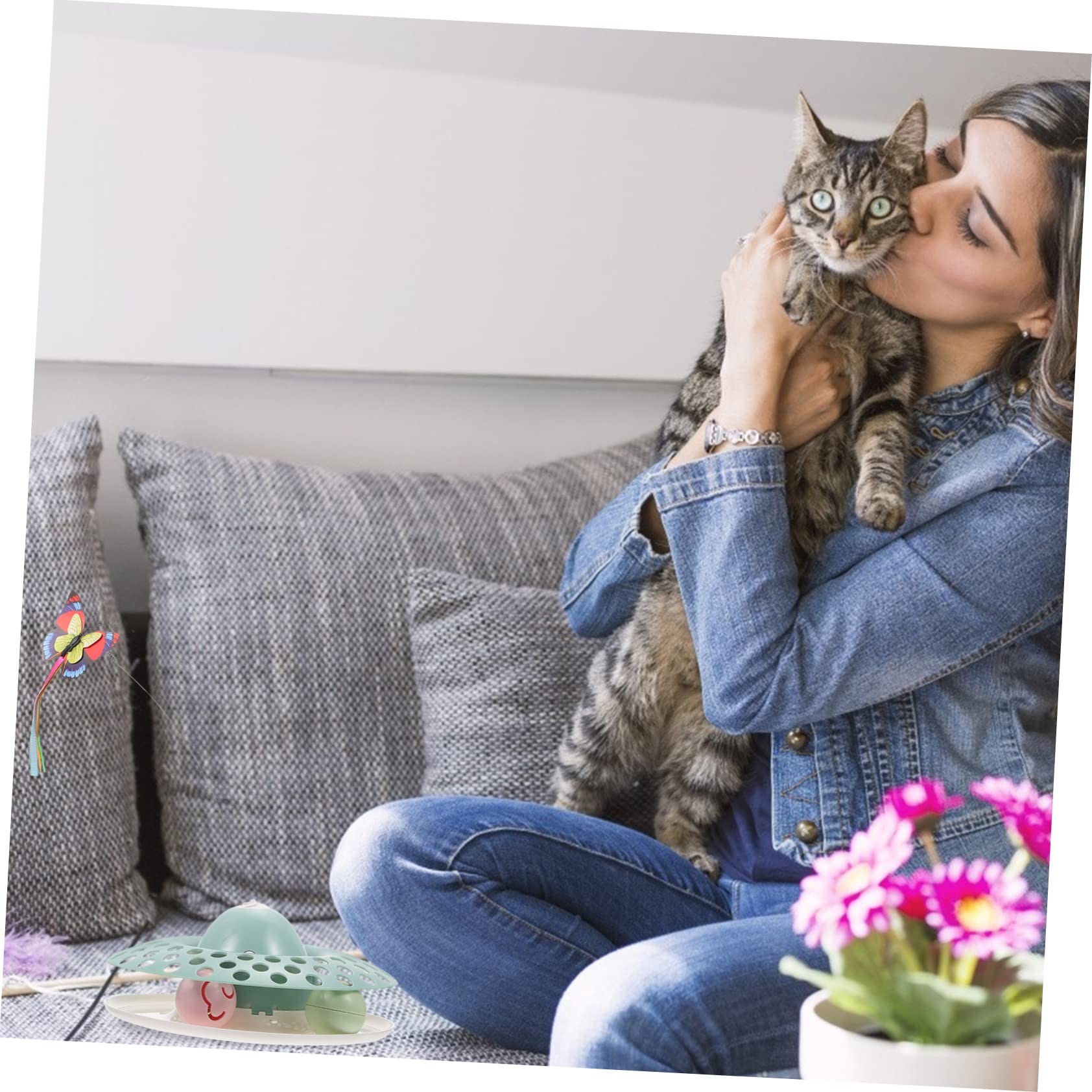 Mipcase Katzenspielzeug Interaktiv Schmetterling Spielzeug Für Katzen Mit Drehbaren Elementen Zur Belustigung Und Beschäftigung Für Haustiere Zum Kauen Und Spielen