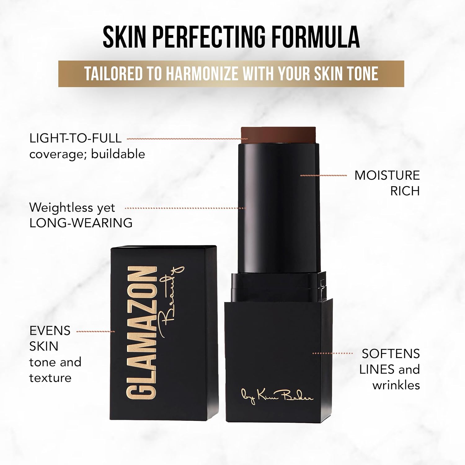 Glamazon Second to None Foundation Stick, Chocolate Expresso, Light-to-Full Coverage, Weightless Makeup With a Glowy Natural Finish