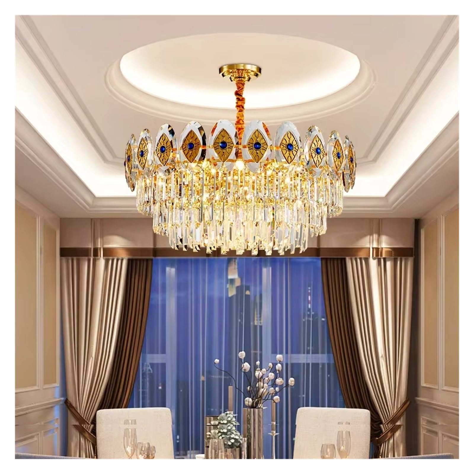 MESOVFCA LED Round Chandelier Lighting for Living Room Dining Room Crystal Lamp Luxury Ceiling Chandeliers Home Light Fixtures,for Various Spaces