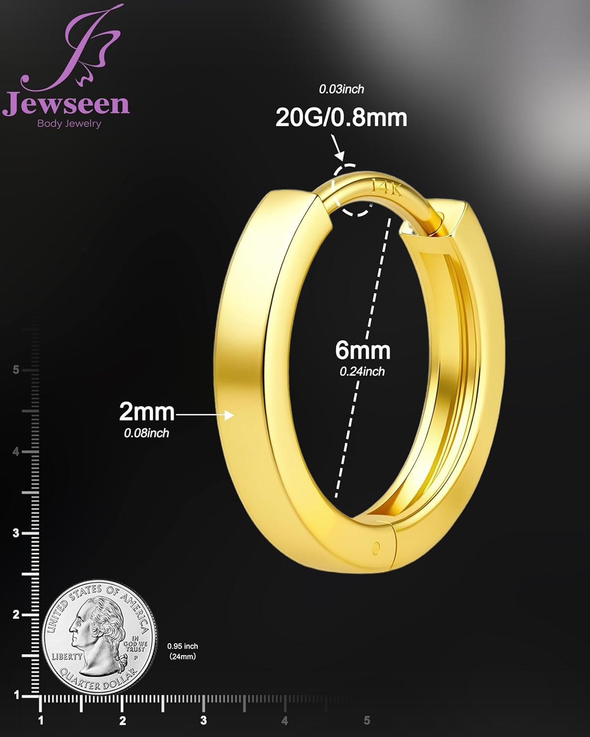 14K Solid Real Gold Hypoallergenic Square Cut Small Huggie Hoop Earrings 20G 6 7 8 9 10mm Unisex Small Hoop Luxury Fine Jewelry Gift