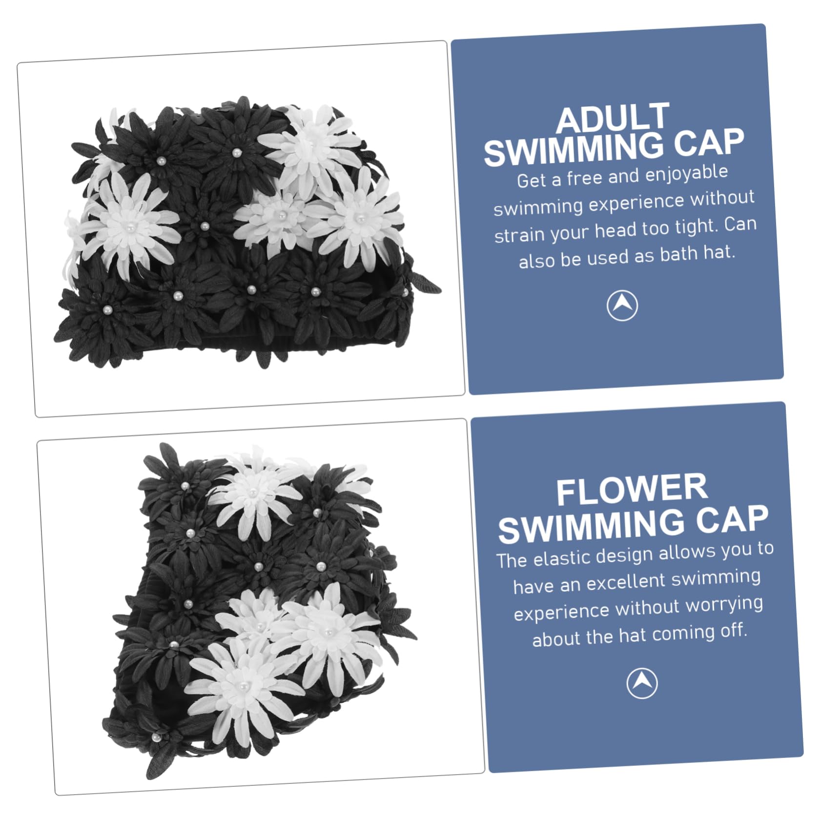 Mikikit Bonnet de Natation Floral pour Femmes Bonnet Élastique Imperméable pour Cheveux Longs Chapeau de Piscine Pratique et Confortable pour Adultes et Filles