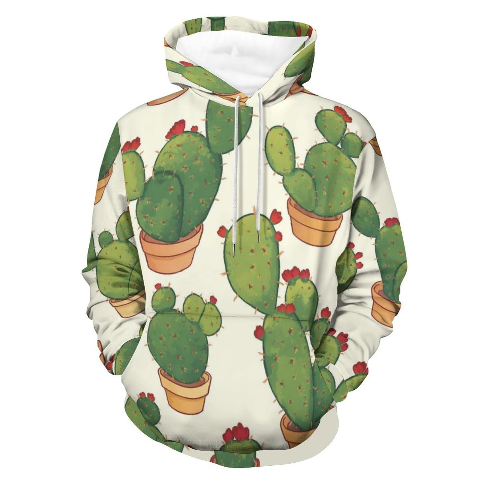 Sweatshirt cactus vert style dessin animé pullover à manches longues taille S mixte - 8