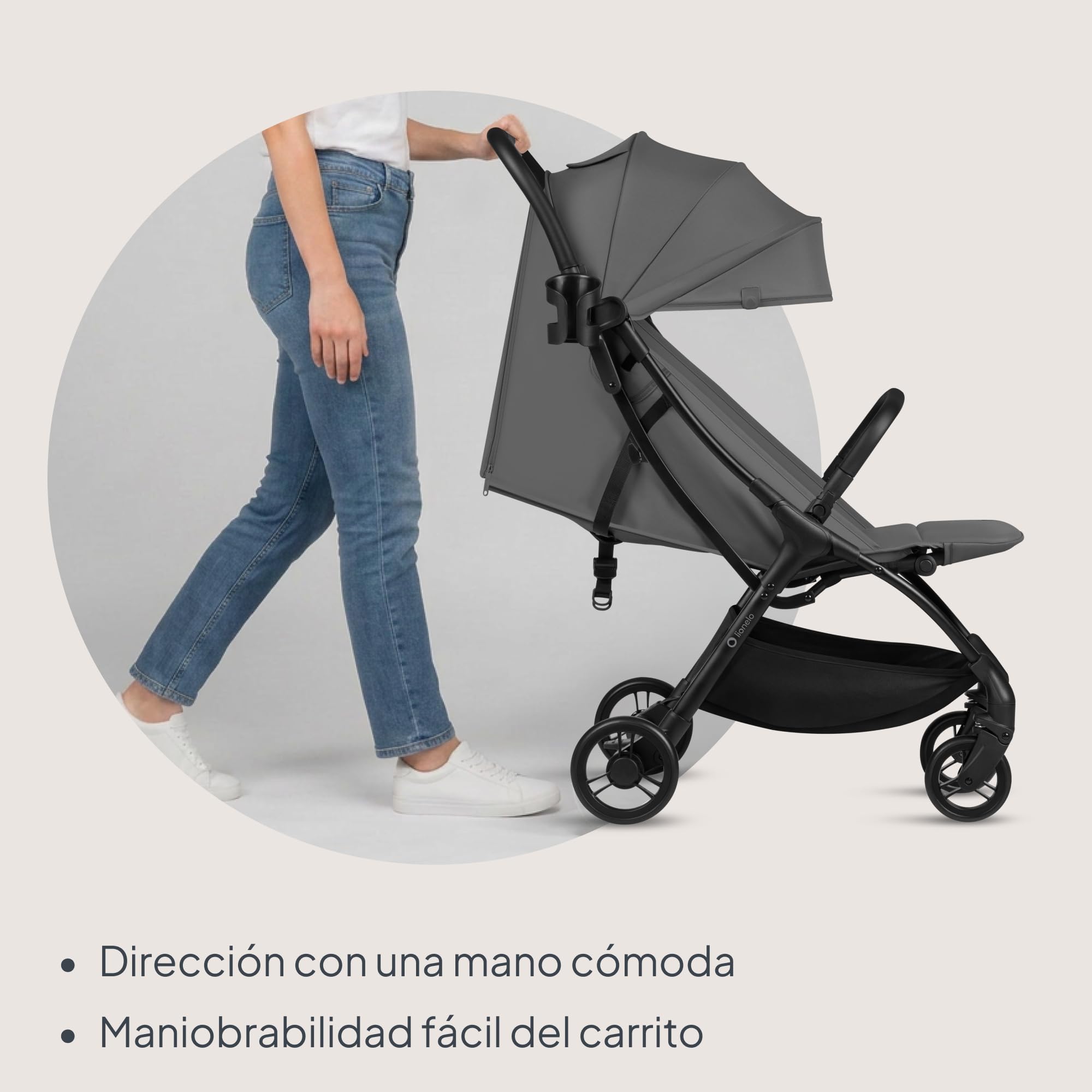 Lionelo Agia Silla de Paseo Ligera, Plegado Compacto con una Mano, hasta 22 kg, Posicion Tumbada, Asiento Grande, Amortiguacion, Gran Cesta, Ventilacion, Portavasos, Ajuste Facil Del Arnes