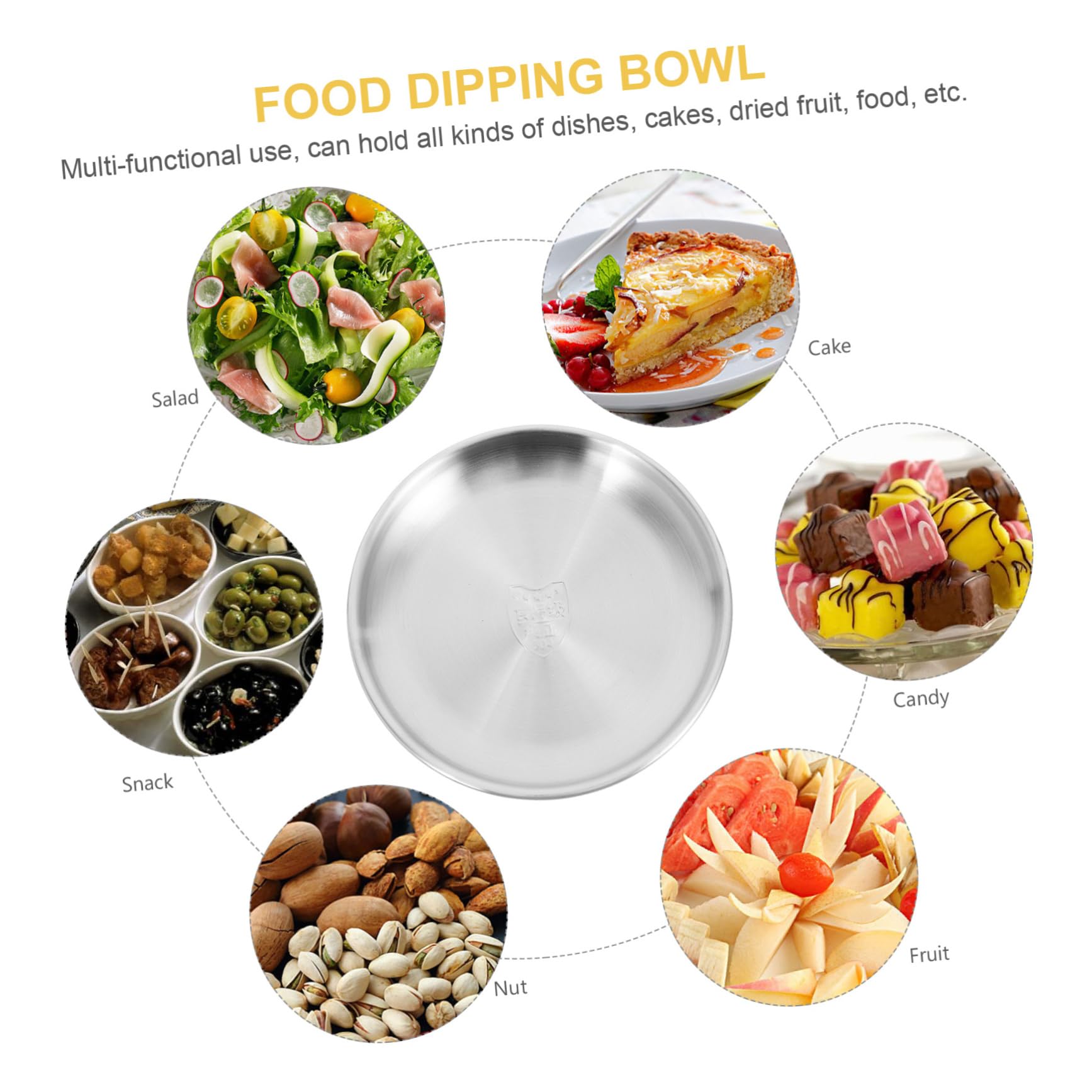 HOLIDYOYO 4pcs Stainless Steel Dessert Plates Vintage Korean Style Dining Dishes Snack Plates for Camping Bbq and Everyday Use Easy to Clean and Lightweight