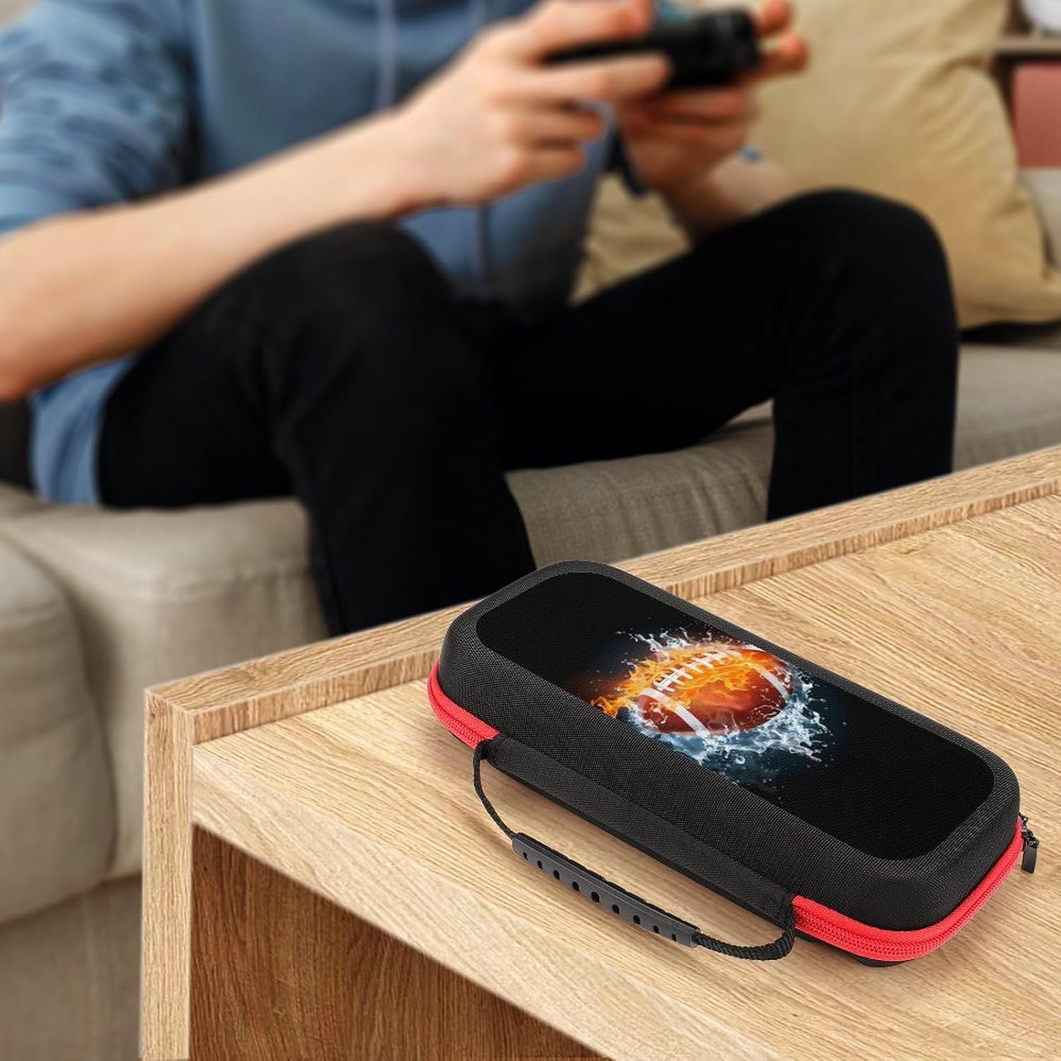 Switch Carrying Case Soccer Ball That Breaks Switch Game Case with 20 Games Cartridges Hard Shell Travel Protection Storage Case for Console & Accessories