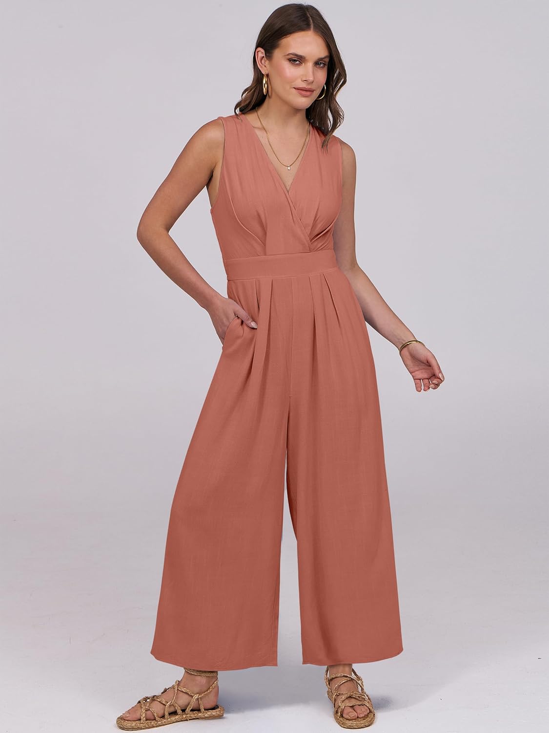 ANRABESS Women Jumpsuits Sleeveless V Neck Elegant Dressy Casual Backless One Piece Pants Romper 2026 Summer Outfits - Image 7