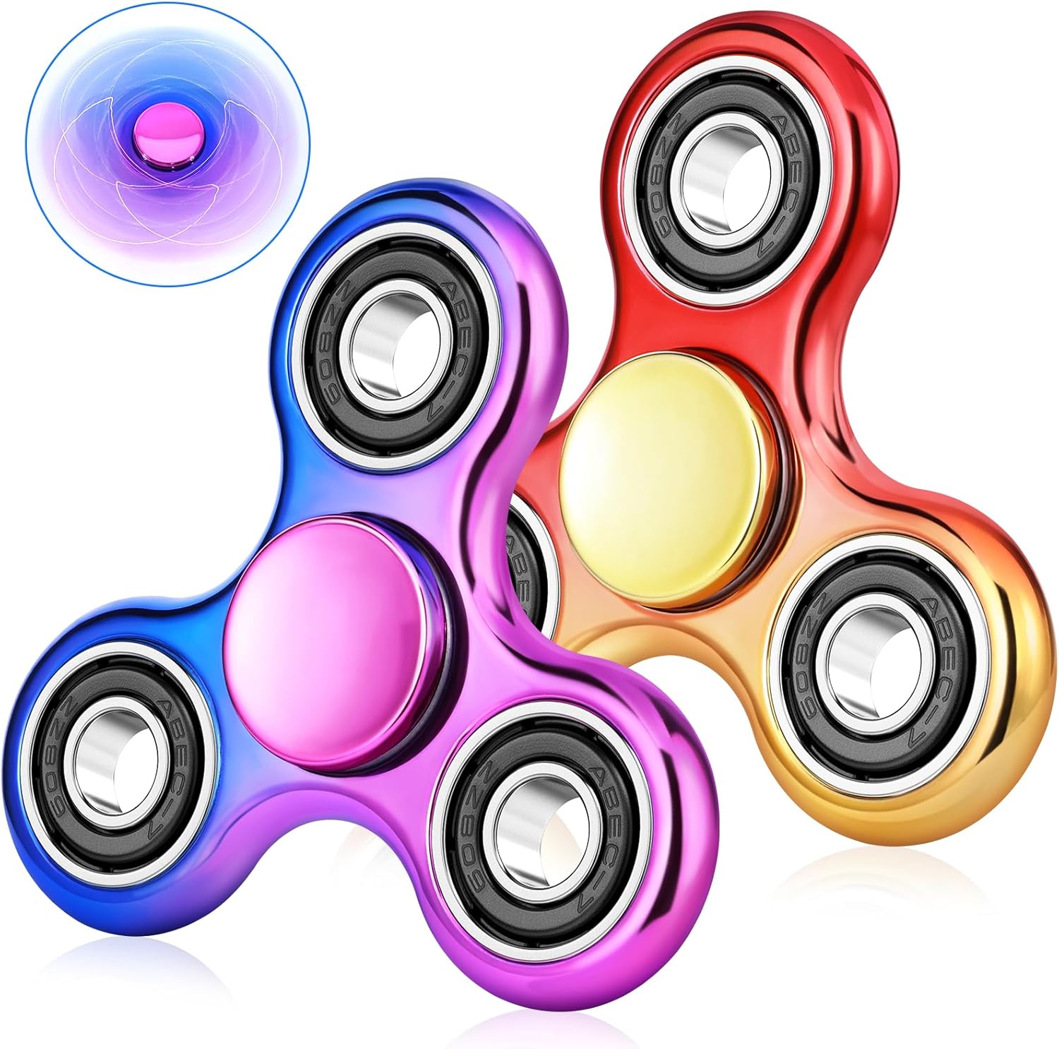 Gigilli Fidget Spinner 2 Pack, Anxiety Fidget Spinners for Kids 8-12, Sensory Fidget Toys Stress Relief, Autism Toys 5-7 Party Favors Birthday Gifts Classroom Prizes for Kids Teens Adults