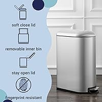 Vista 21 de happimess HPM1009C Roland Mini 2.6-Gallon Step-Open Trash Can with Soft-Close Lid, Modern, Minimalistic, Fingerprint Proof for Home, Kitchen, White