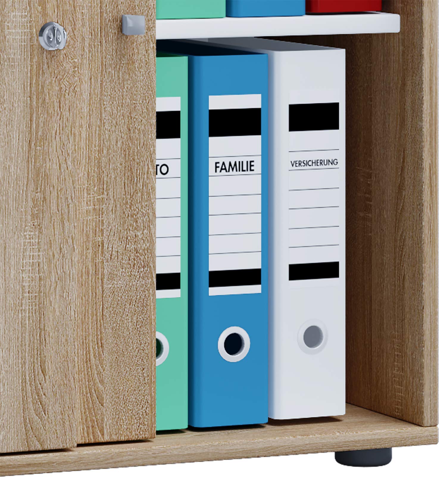 VCM Büroschrank mit 2 Fächern | moderner Aktenschrank mit Schiebetüren und Schloss | Maße ca. B. 70 x H. 73 x T. 37 cm – Lona 2-Fach abschließbar