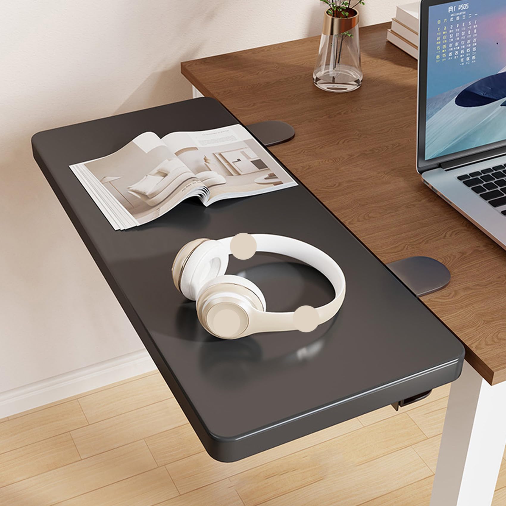 Schwarz,40*20,Ergonomische Schreibtischverlängerung,Tischverlängerung, desk extender,Klemm-Mausablage, Tastaturablage,Armlehnenregal, Computertischverlängerung, Unterstützung für den Ellenbogenarm