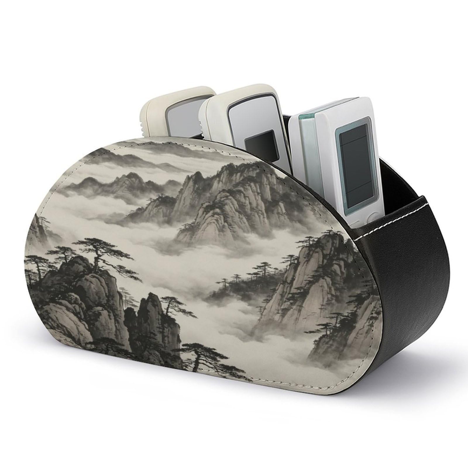 Btcowzrv Style Ink Wash Mountain Remote Control Holder With 5 Compartments