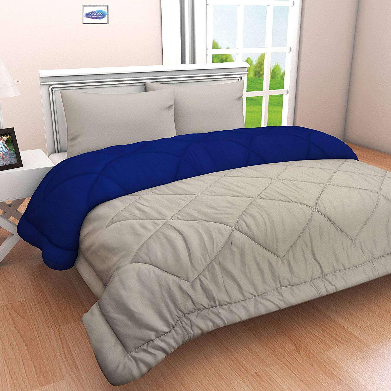 TrueYarns Microfiber Reversible Double Size Comforter/Blanket (90" x 100") Blue/Grey-image-24