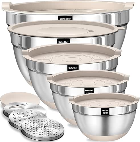 Umite Chef Mixing Bowls with Airtight Lids Set, 8PCS Stainless