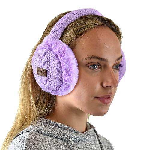 C.C Soft Winter Warm Adjustable Headband Ear Warmer Earmuffs - Lavender
