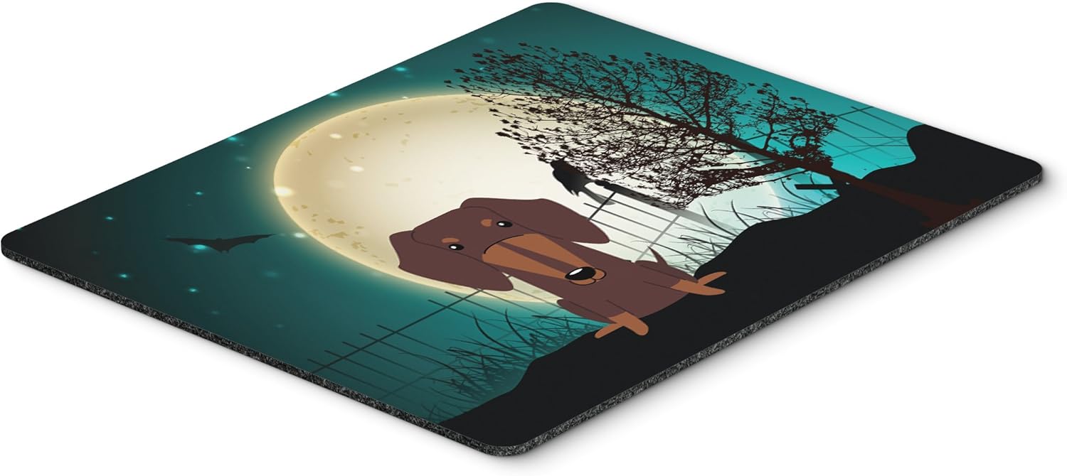 Caroline's Treasures BB2321MP Halloween Scary Dachshund Chocolate Mouse Pad, Hot Pad or Trivet for Home Office Gaming Working Computers Laptop Mouse Mat,Washable Large Mousepad