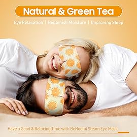 BeHoomi Steam Eye Mask, 10 Packs Heated Eye Mask, Self Heating Disposable SPA Warm Compress for Eyes Sleep Mask, Travel Essentials & Relaxation Gifts, Stocking Stuffers (Orange Scent)