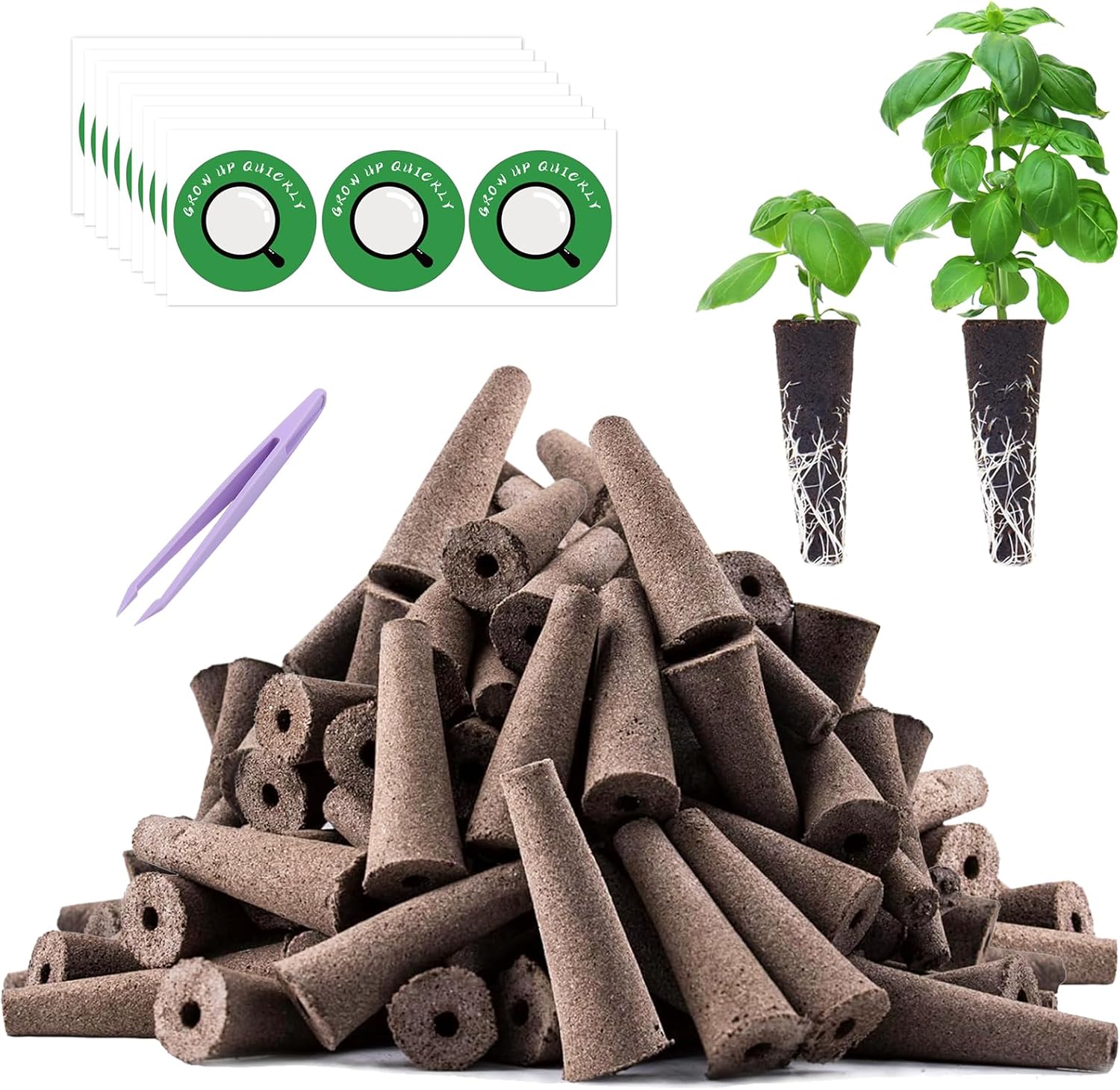 Hydroponic Growing System Kit 16 Pods & 55 Pcs Grow Sponges & 54 Pcs Pot Lables for Aerogarden for Gardencube Indoor Garden