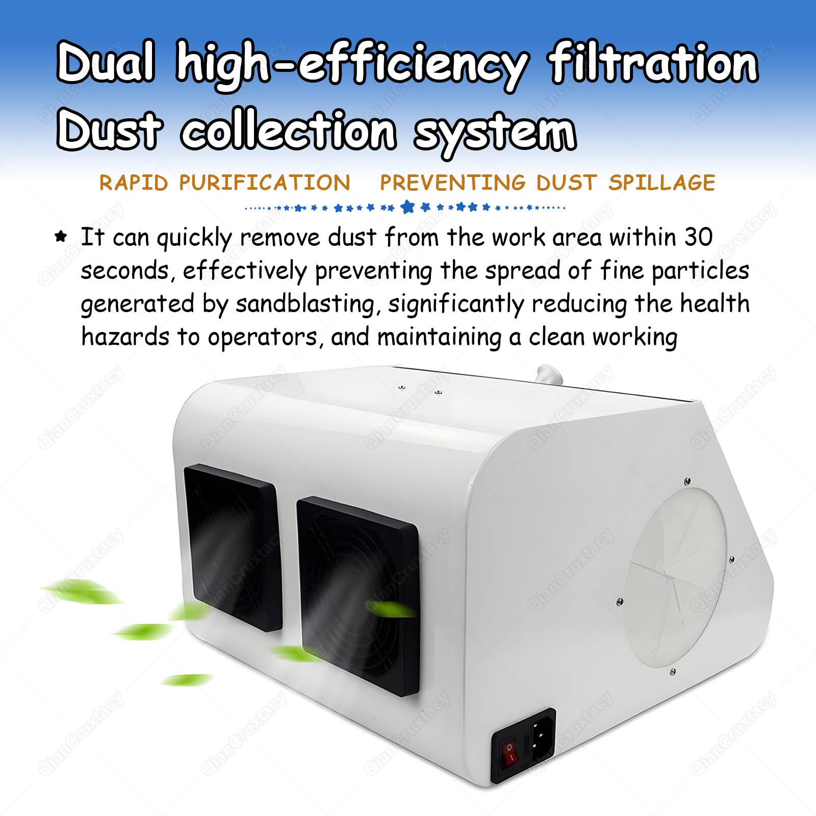 Dental Lab - Colector de polvo con deflector de vidrio templado, sistema de filtración dual para pulido, grabado y lapeado en laboratorios de manualidades y dentales
