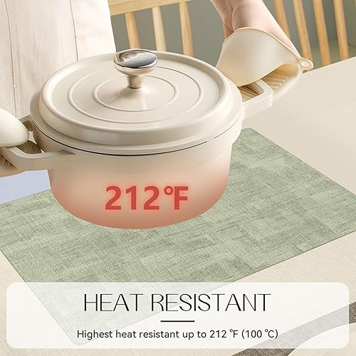 Miniatura 3 de Romanstile Juego de 6 manteles individuales reversibles de vinilo, piel sintética, 100% impermeables, a prueba de aceite, lavables, resistentes al