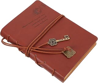NUOBESTY Couro Do Vintage Caderno Diário Sketchbook Jornal Encadernado Chave Retro Vintage Presentes Diários De Viagem de Escrever para Meninas E Meninos Bloco de Notas Livro de Visitas de